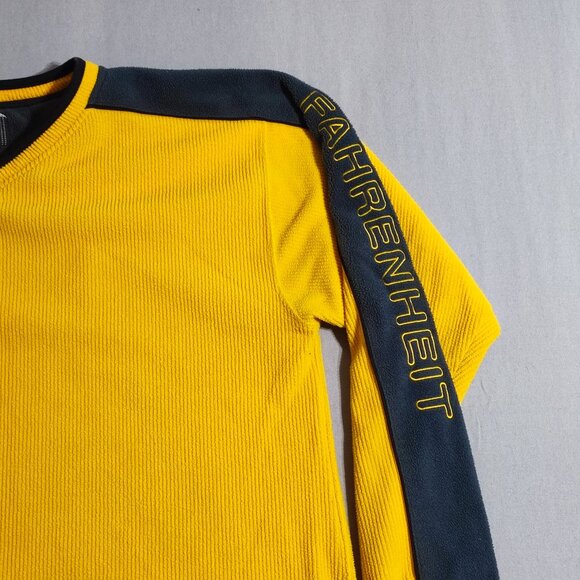 Zero Fahrenheit thick winter fleece sweater men's size L yellow with dark blue - Picture 4 of 12